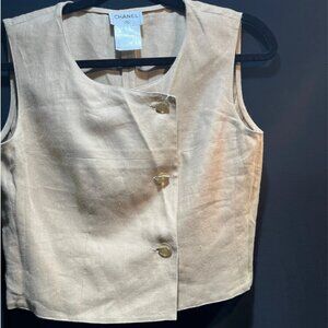 Authentic Chanel Vintage 2000 Cruise Ivory Linen Crop Top - Size 38